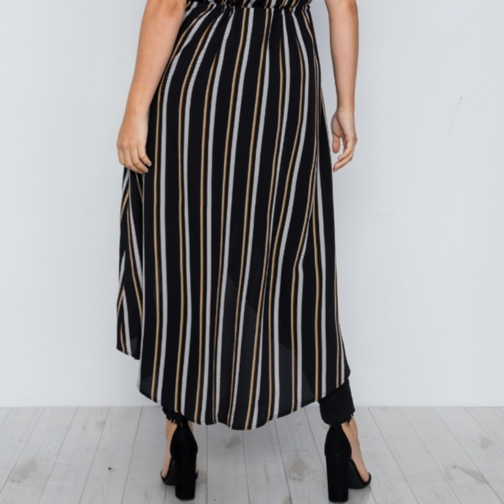 Plus Size Black Multi Stripe Kimono Cover Up Cardi - Picture 6 of 7